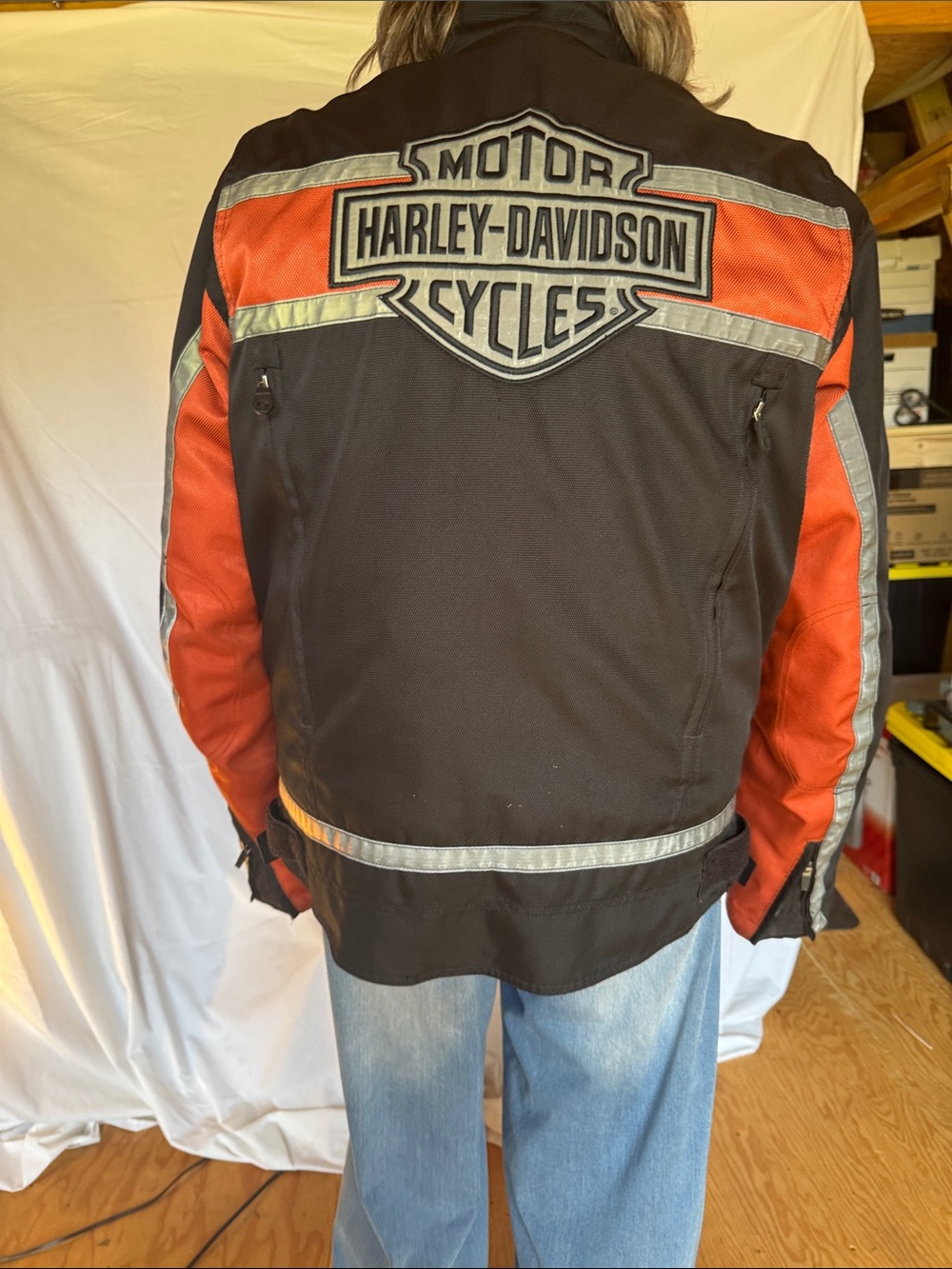 Harley-Davidson Black and Orange Mesh Riding Jacket